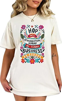 Buy Hop Into Resurrection Day No Bunny Business Easter Shirt, Christian Shirt • 14.73£