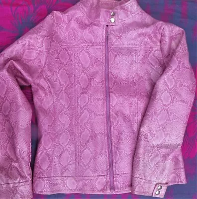 Buy Pink PVC Snake Print Zip-Up Jacket By New Girl Size M • 6£