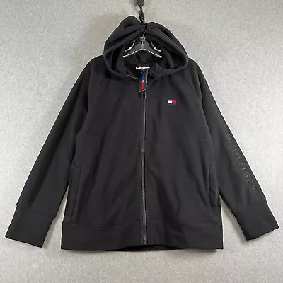 Buy Tommy Hilfiger Sports Jacket Womens L Full Zip Hooded Fleece Black NWT • 38.55£