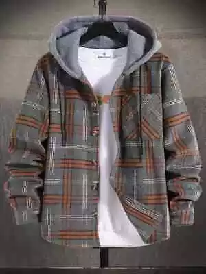 Buy MENS Button Fluffy Lined Hoodie Cotton Coat Winter Warm Jacket Hooded Sweatshirt • 23.50£