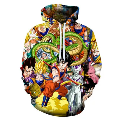 Buy Anime Mens DBZ Family Goku Vegeta Print Long Sleeve Sweatshirts Hoodies XXS-6XL • 21.59£