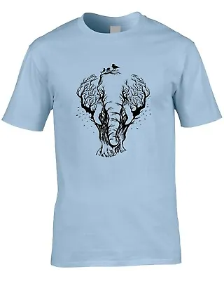 Buy Elephant Art Men's T-Shirt Optical Illusion Tree Illustration Animal Wildlife  • 10.99£
