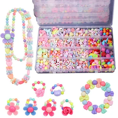 Buy DIY Bracelet Arts Craft Make Own Beads Girls Kids Jewellery Making Kit Beads Box • 4.99£