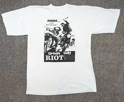 Buy Vintage 90s Green Day 1995 Riot Tour T-shirt White Large • 130£