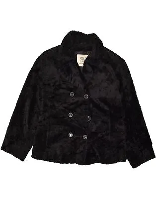 Buy VINTAGE Womens Faux Fur Overcoat IT 40 Small Black Cotton DK10 • 30.78£