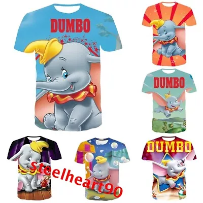 Buy Adults Kids Disney Dumbo 3D Short Sleeve T-shirt Casual Tee Top Pullover Gift • 8.87£
