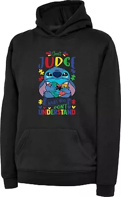 Buy Lilo & Stitch Hoodie Autism Awareness Don't Judge What You Don't Understand Top • 20.99£
