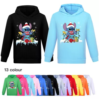 Buy Kids Boys Girls Stitch Christmas Hoodies Sweatshirt Long Sleeve Pullover Gift UK • 8.49£