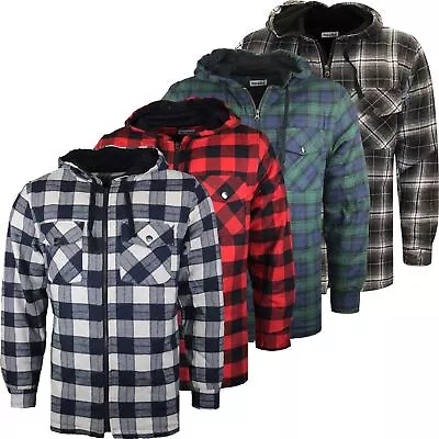 Buy Mens Padded Shirt Quilted Lined Lumberjack Flannel Hooded & Collared Work Jacket • 16.99£