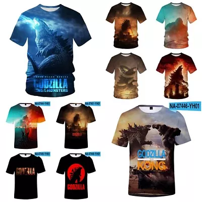Buy Mens Boys Godzilla King Kong T-shirt Casual Short Sleeve Costume Tee Tops Gift • 5.99£
