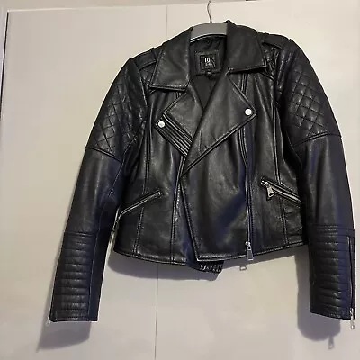 Buy River Island Black Leather Jacket Size 12 • 10£