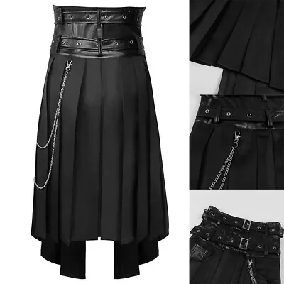 Buy Half Skirt Men Clothing Solid Color Non-Mainstream Punk Style Regular Rock • 45.71£