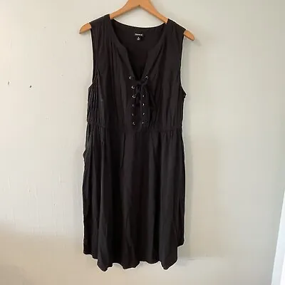 Buy Torrid Stretch Challis Lace Up Top Sleeveless Dress Size 1/1XL Black Goth Witchy • 14.15£