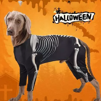 Buy Halloween Costume For Pet Skeleton Dog Cat Clothes, Clothes Hoodie Skull D9N7 • 9.95£