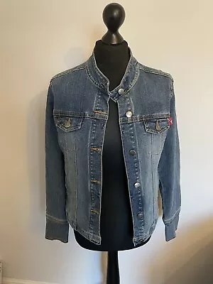 Buy O'neill Ladies Small  Blue Denim Jean Jacket Button/zip Up Red • 22£