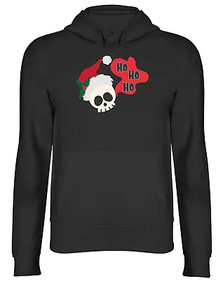 Buy Ho Ho Ho Dark Christmas Hoodie Mens Womens Xmas Skull With Hat Holly Top Gift • 17.99£