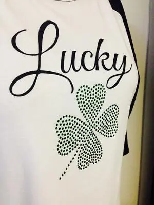 Buy Juniors Ultra Flirt  Lucky  Raglan T-SHIRT Cloverleaf Rhinestones New • 8.46£