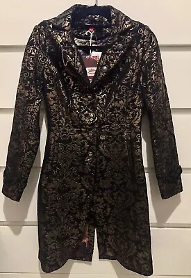 Buy Joe Browns Black Gold Jacquard Baroque Coat Jacket Size 6 BNWT Steam Punk Gothic • 40£