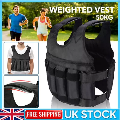 Buy 50kg Weighted Vest Jacket Adjustable Load Weight Loss Exercise Training Fitness • 23.99£