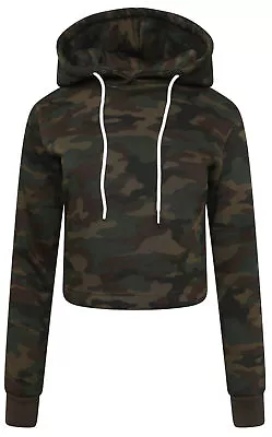 Buy Womens Ladies Girls Crop Top Hoodie Plain Pullover Sweatshirts Hoodies Jumpers • 9.99£