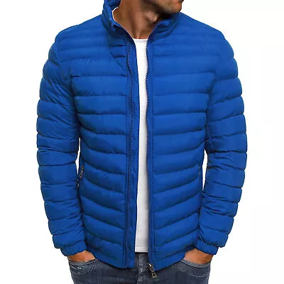 Buy Puffer Jacket Slim Fit Stand Collar Solid Color Parka Jacket Skin-friendly • 26.86£