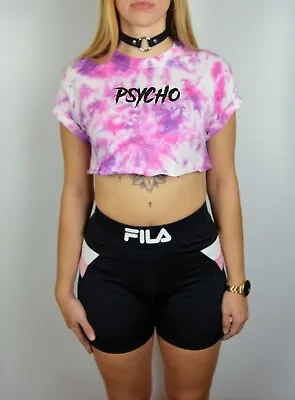Buy Psycho Tie Dye Crop Top T Shirt Womans Festival Sexy BDSM Post Malone BMTH ADTR • 13.95£