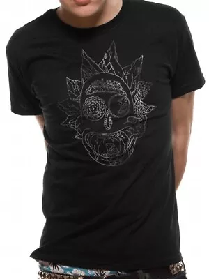 Buy Rick And Morty Official Silver Foil Rick Face Unisex Black T-Shirt Mens Womens X • 7.95£