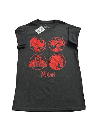 Buy Disney Mulan T-shirt Grey Red NEW (with Tags) Cotton/Poly Adult Small Short Slee • 12.93£