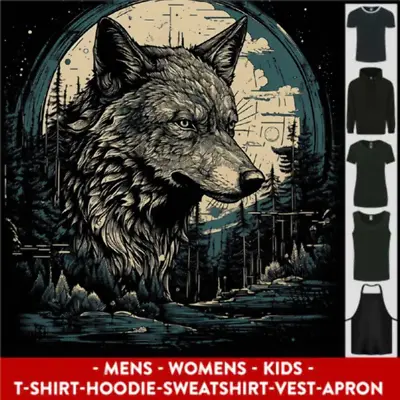 Buy Tribal Wolf With The Moon Werewolf Lycan Mens Womens Kids Unisex • 30.99£