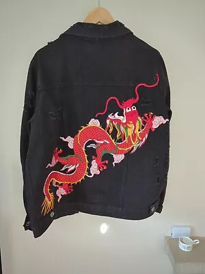 Buy Hannah Snowdon Dragon Patch Sewn On To A Black Denim Jacket Size M • 15£