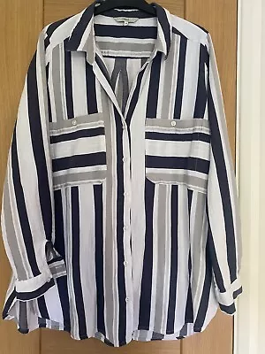 Buy Next Navy/Gray/White Oversized Stripe Shirt Size 18  • 4.75£