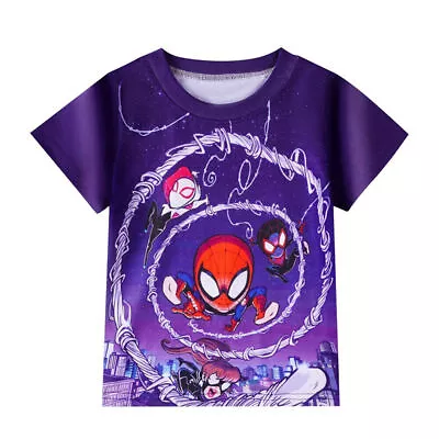 Buy Spidey SpiderMan GwenStacy T-Shirt Kids Boys Short Sleeve Shirts Summer Tops Tee • 10.47£