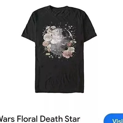 Buy  Star Wars. Floral Death Star T Shirt BLACK.Medium  • 9.99£