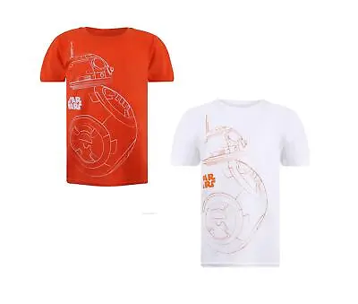 Buy Star Wars Boys T-shirt BB-8 Outline Top Tee XS-L Official • 7.99£