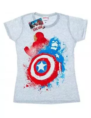 Buy Official Marvel Captain America Civil War XS Grey Cotton T-Shirt, Marvel Shirt • 9.99£