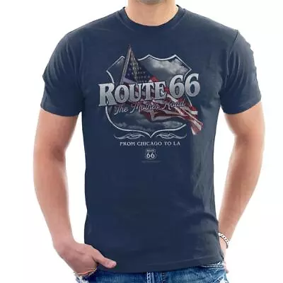 Buy Route 66 Mother Road American Flag Men's T-Shirt • 17.95£
