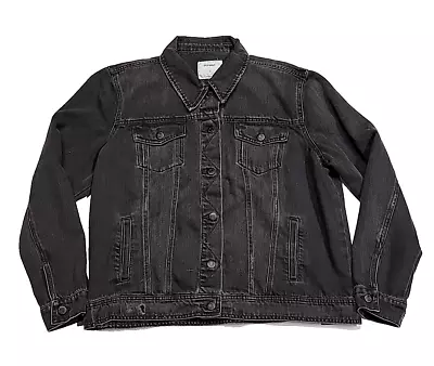 Buy Vintage Old Navy Black Destroy Denim Jean Trucker Jacket Midnight Women's XL • 18.24£