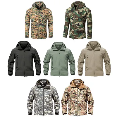 Buy Mens LNA Camo Tactical SoftShell Jacket Active Outdoor Foldaway Hood • 25.95£