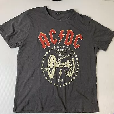 Buy Official ACDC T-Shirt Men's 3xl Dark Grey Short Sleeve Rock Band Tee Free Postag • 18.97£