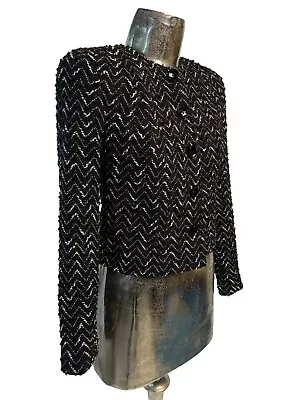 Buy HUDSON & ONSLOW Jacket Size UK M 12 Black Knit Womens Blazer NEW EU40 RRP £116 • 34.99£