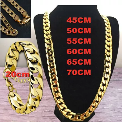Buy Women Men Curb Necklace Chunky Chain Pendant Gold Silver Jewellery Wedding Gift • 3.99£