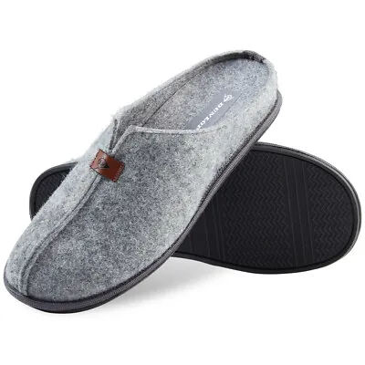 Buy Dunlop Men's Slippers, Comfy House Slippers With Warm Felt Lining And Rubber Sol • 15.49£