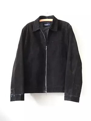 Buy Mens Vintage Geneuine Leather Suede Jacket Large Black Vgc • 20£