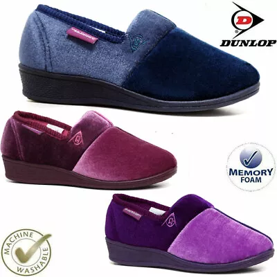 Buy Ladies Wedge Slippers Women Dunlop Memory Foam Thermal Warm Washable Shoes Boots • 9.99£