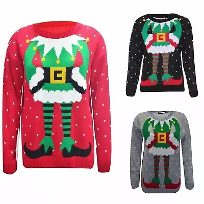 Buy Unisex Women Men Ladies XMAS ELF Joker Novelty Prints Christmas Jumper Sweater • 14.95£