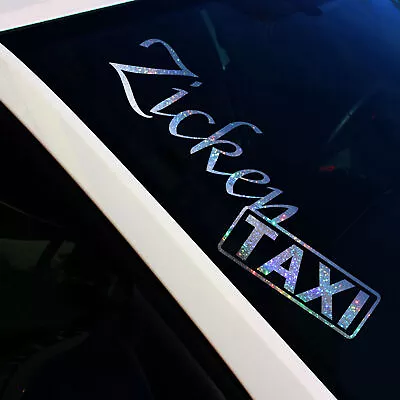 Buy Windshield Sticker Zig Taxi Flakes Silver Hologram Sticker Tuning FS135 • 8.63£