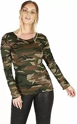 Buy Women’s Ladies Long Sleeve Stretch Plain Round Scoop Neck T Shirt Top • 8.99£