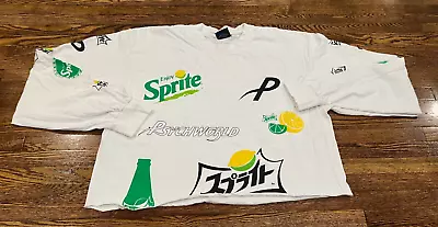 Buy Sprite X Psychworld T-Shirt White Long Sleeve Cropped Made In USA Top Adult L • 18.94£