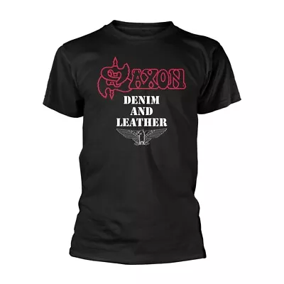 Buy SAXON - DENIM AND LEATHER BLACK T-Shirt XX-Large • 19.11£
