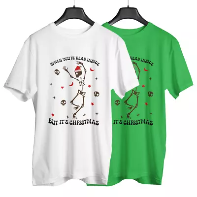 Buy Funny Christmas T-Shirt Dead Inside But Xmas Novelty Gift Short Sleeve Tee Top • 14.95£